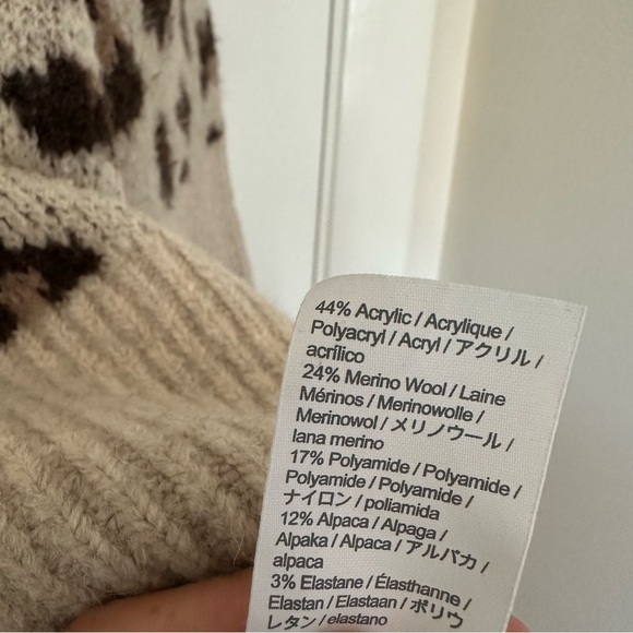 J. Crew Animal Print Oversized Cardigan Sweater Jacket Womens Medium Merino - Picture 6 of 8